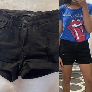 KanCan black denim cuffed hem  high waisted Shorts